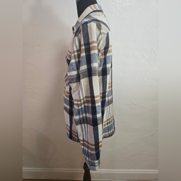 Zara Italian Fabric Plaid Overshirt Jacket Pockets Button Up - Picture 3 of 8